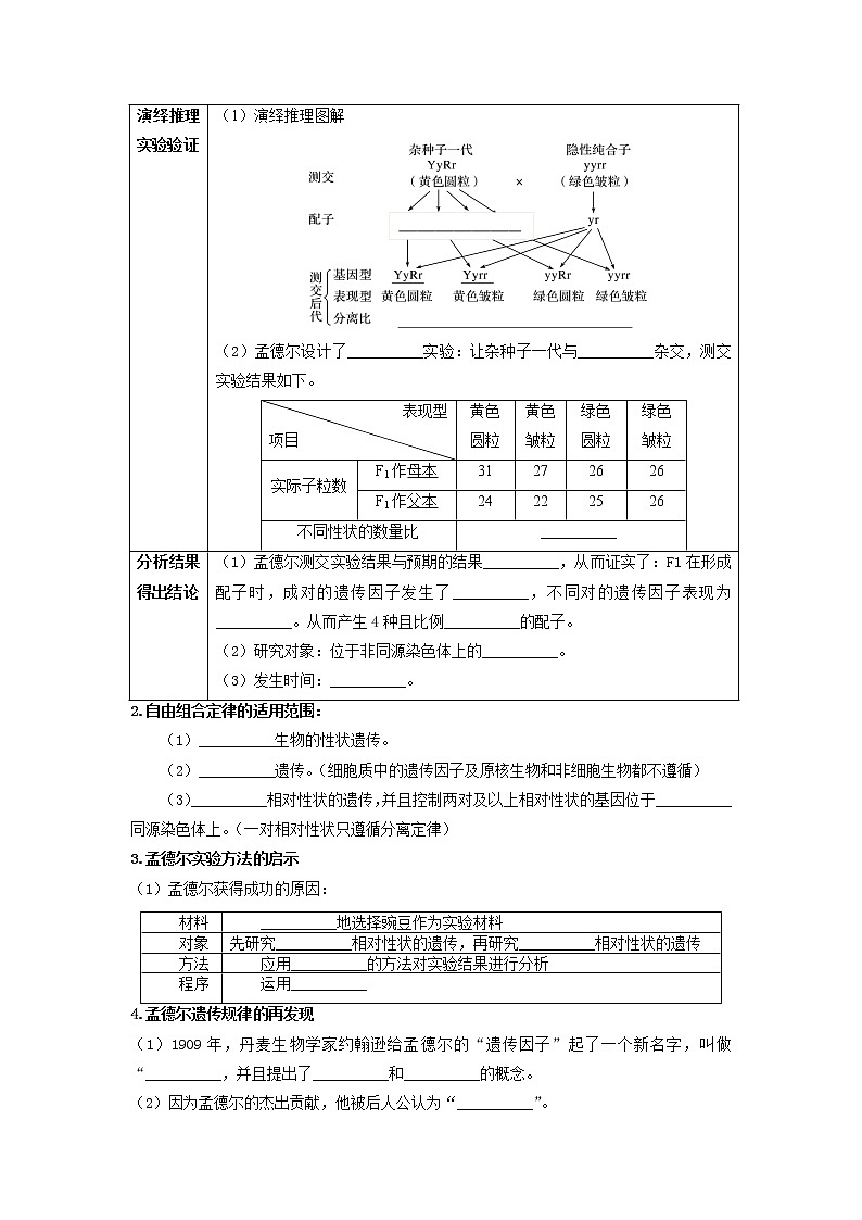 【高考精细化复习】生物（必修2）一轮复习  第2讲《孟德尔的豌豆杂交实验（二）》讲义（原卷版）（全国通用）第2页