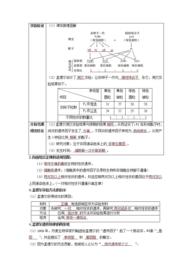 【高考精细化复习】生物（必修2）一轮复习  第2讲《孟德尔的豌豆杂交实验（二）》讲义（解析版）（全国通用）第2页