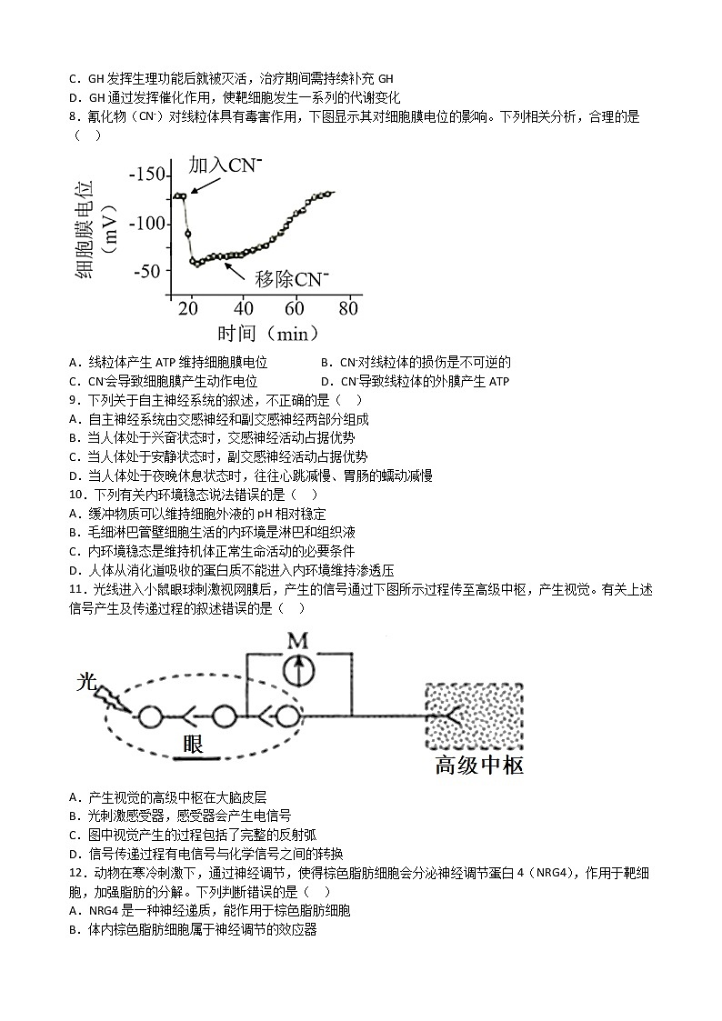 2023连云港赣榆智贤中学高二上学期第一次学情检测生物试题含解析02