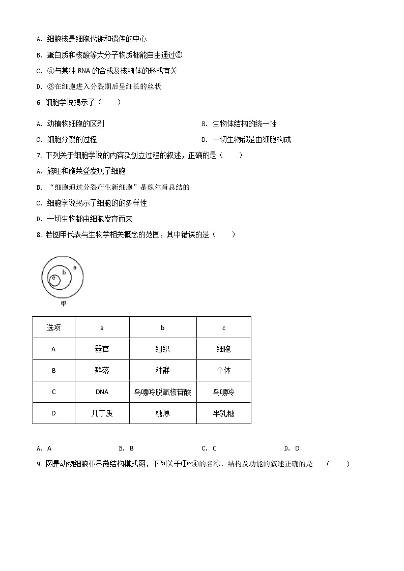 2022新疆喀什二中高一上学期期中考试生物试题含解析第2页