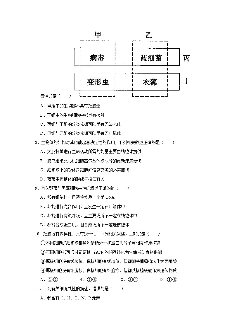 人教版（2019）细胞的多样性和统一性练习题附带答案第3页