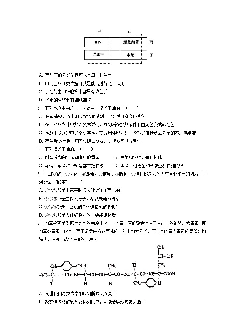 2022-2023学年天津市河西区高一（上）期中生物试卷（含答案解析）02