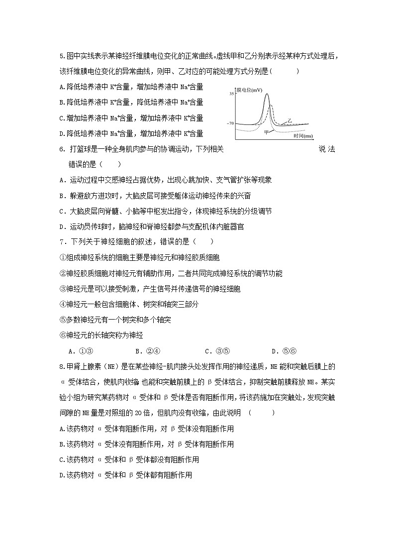 山东省临沂市洮南市第一中学2022-2023学年高二上学期期中考试生物试卷（含答案）02