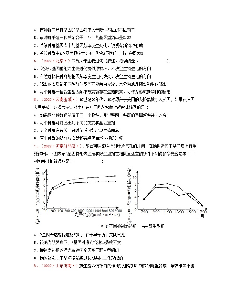 第十单元 现代生物进化理论（原卷版）练习第2页