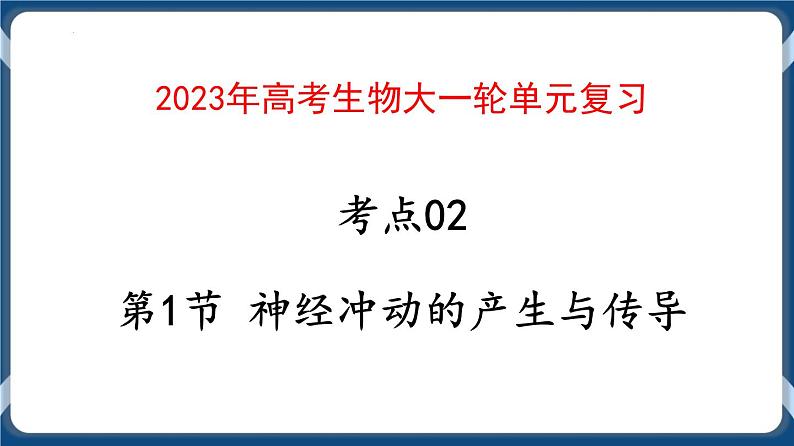 考点02 神经冲动的产生与传导、分级调节以及高级功能 课件第1页