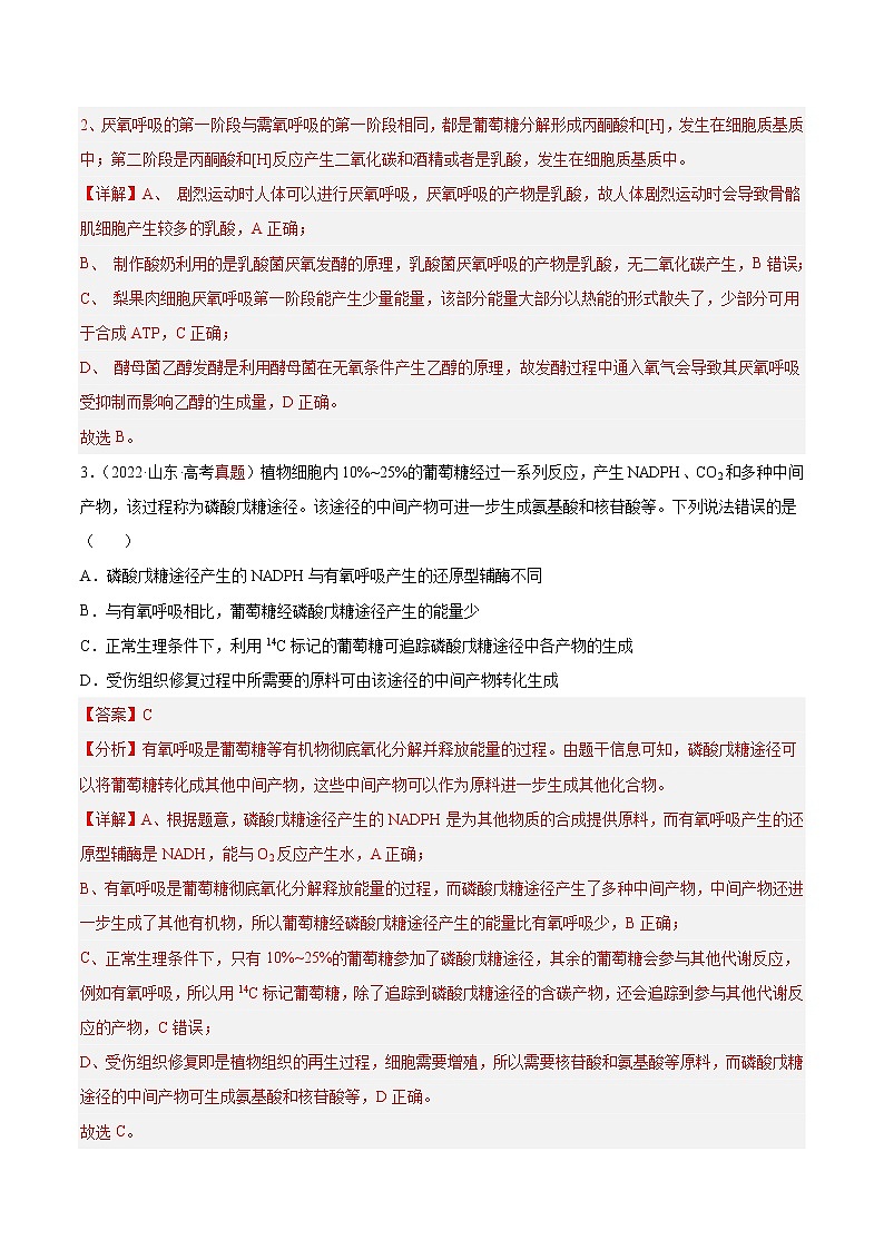 第三单元 细胞的能量供应和利用（测试卷01）02