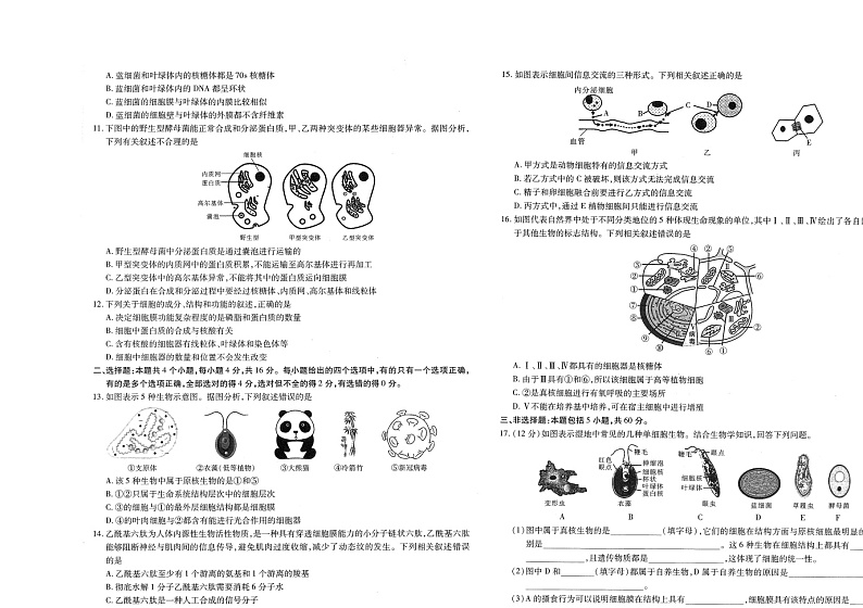 江西省南昌市2022-2023学年高一上学期11月期中生物试题（附解析）02
