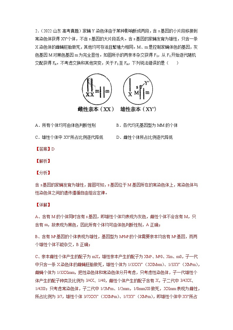 专题07 伴性遗传和人类遗传病-十年（2013-2022）高考生物真题分项汇编（全国通用）（解析版）第2页