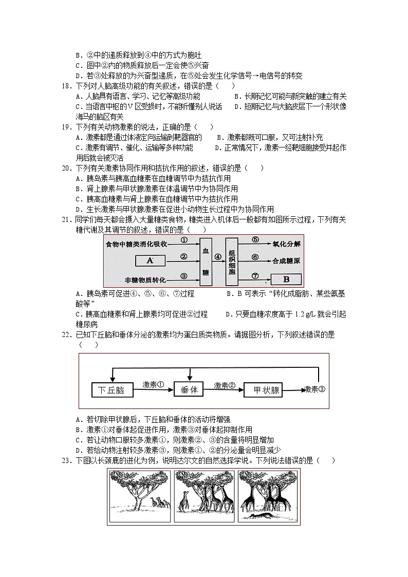 2022广安代中学校高二上学期第二次月考生物试题含答案第3页