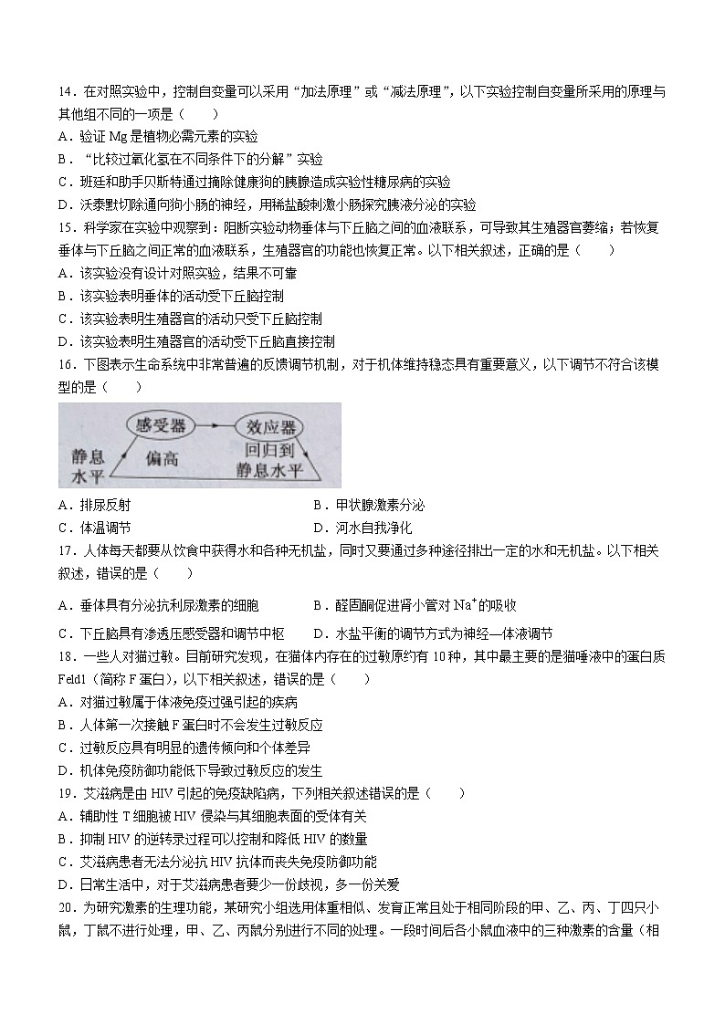 2023鄂州部分高中教科研协作体―高二上学期期中考试生物试题含答案第3页
