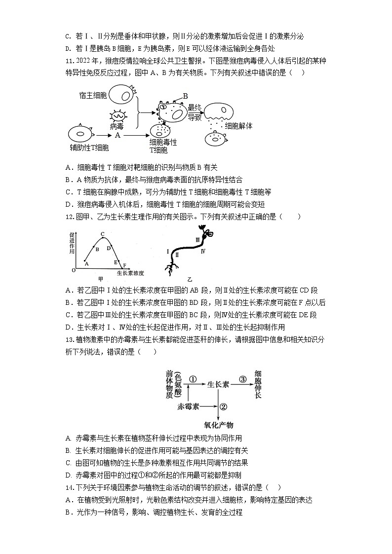 江苏省江阴市四校2022-2023学年高二生物上学期期中联考试卷（Word版附答案）第3页