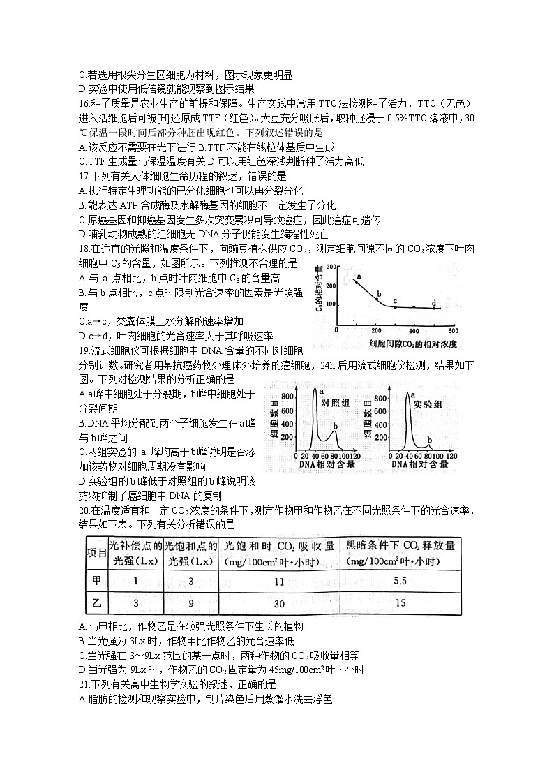 河南省洛平许济联考2023届高三生物上学期第一次质量检测试题（Word版附答案）第3页