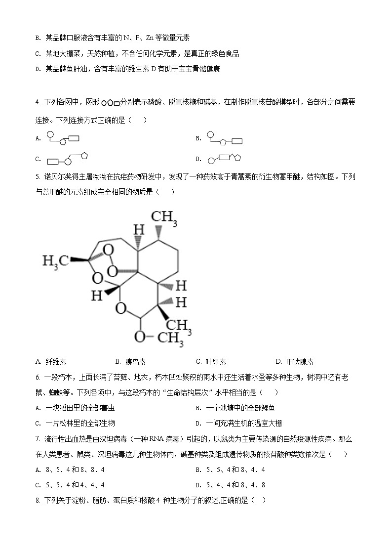 精品解析：江苏省泰州市靖江高级中学2021-2022学年高一上学期期中生物试题02