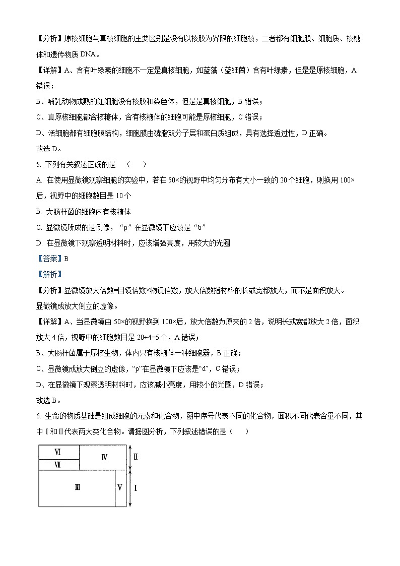 精品解析：新疆维吾尔自治区新源县2021-2022学年高一上学期期中生物试题03