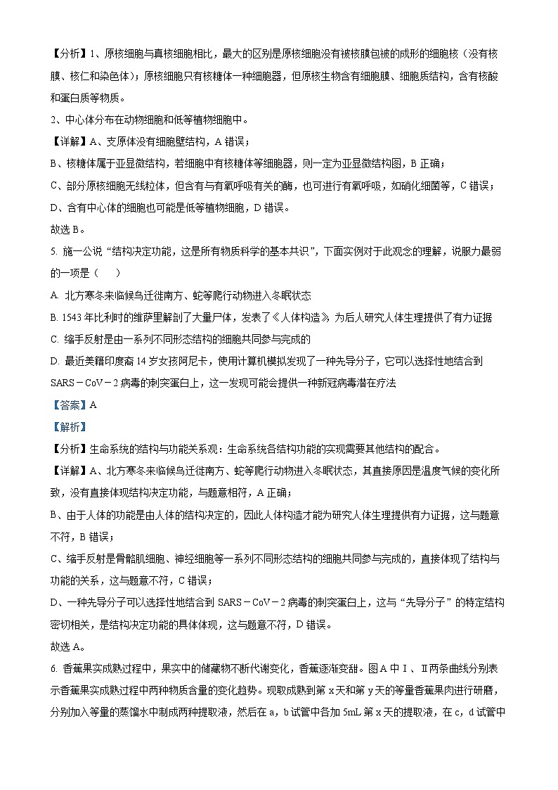 精品解析：河北省衡水市武强中学2021-2022学年高一上学期期中生物试题（解析版）第3页