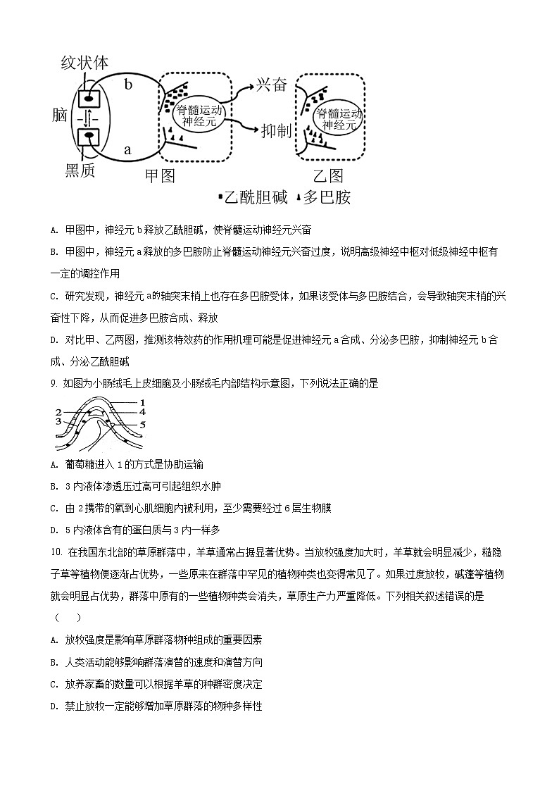 精品解析：黑龙江省哈尔滨市十三中2021-2022学年高二上学期期末生物试题（理科）03