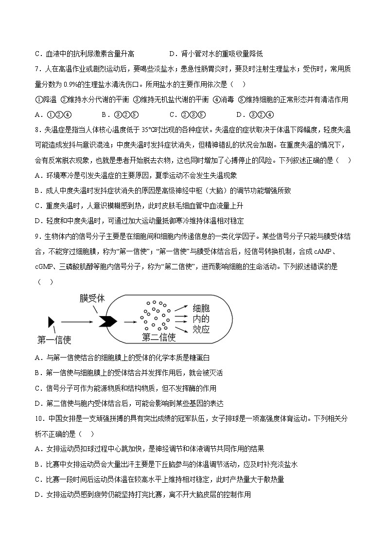 3.3 体液调节与神经调节的关系（练习题）第2页