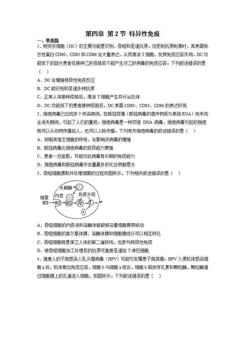 4.2 特异性免疫（包含两课时）-高中生物 课件+练习（人教版2019 选择性必修1）01