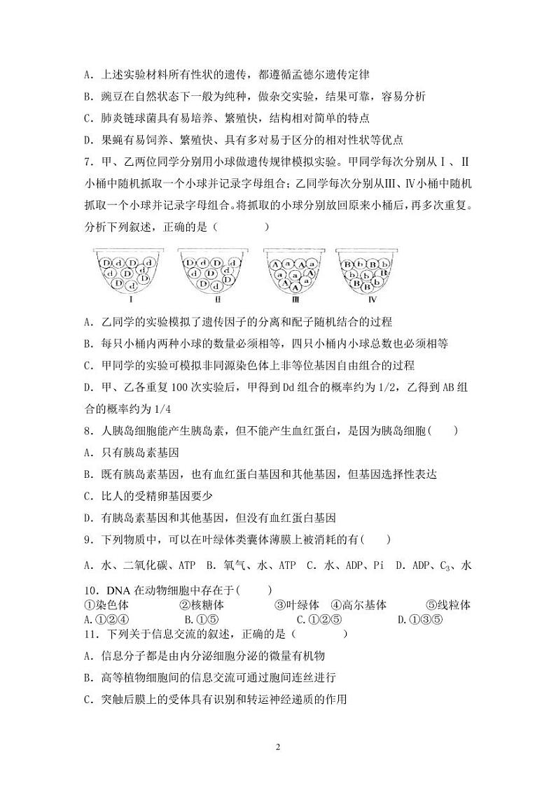 天津市八校联考2022-2023学年高三上学期期中考试生物试题（含答案及答题卡）02