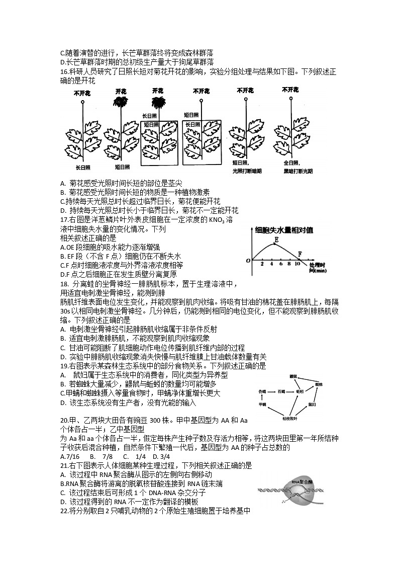 2023届浙江省绍兴市高三上学期选考科目诊断性考试（一模）生物试题及答案（选考）第3页