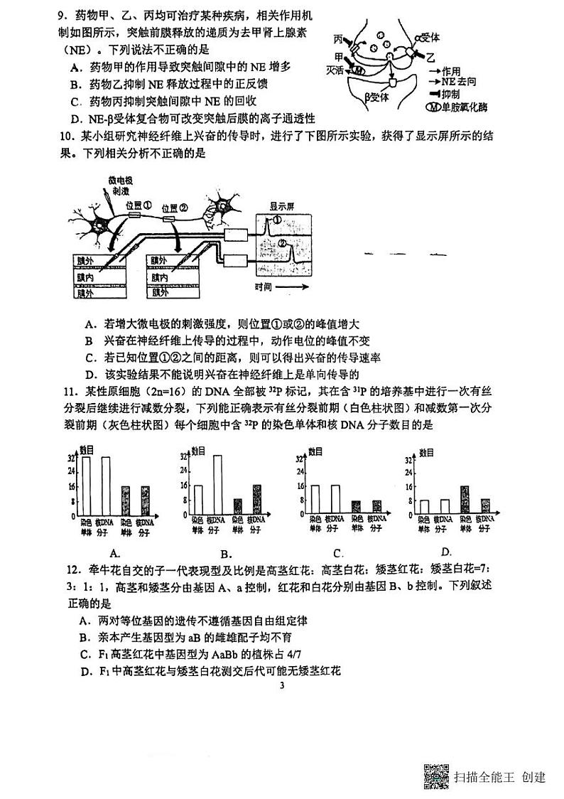 2023厦门一中高三上学期11月期中考试生物PDF版含答案03