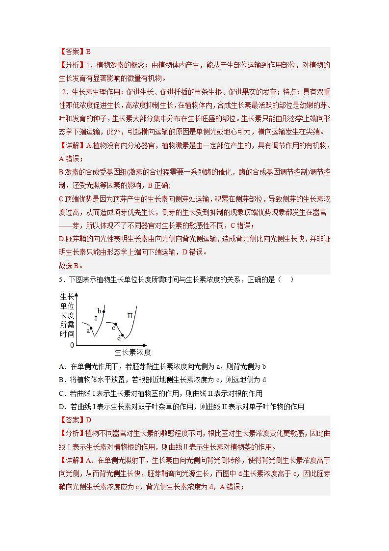 5.1 植物生长素（练习题）（含答案解析）第3页