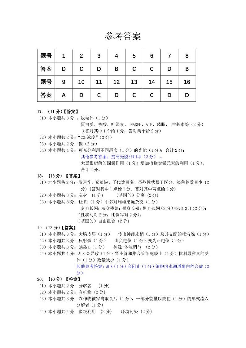 2021-2022学年广东省韶关市高二下学期期末考试生物PDF版含答案01