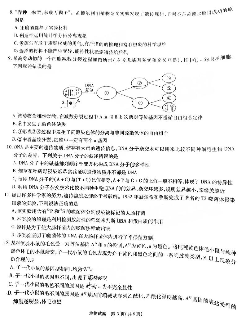 江淮十校 2023届高三第一次联考生物试题及答案03