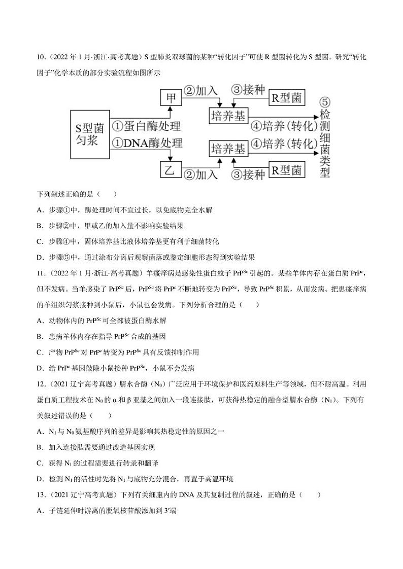 （2018-2022）五年高考生物真题分类汇编 专题05 遗传的分子基础（学生版+解析版）03