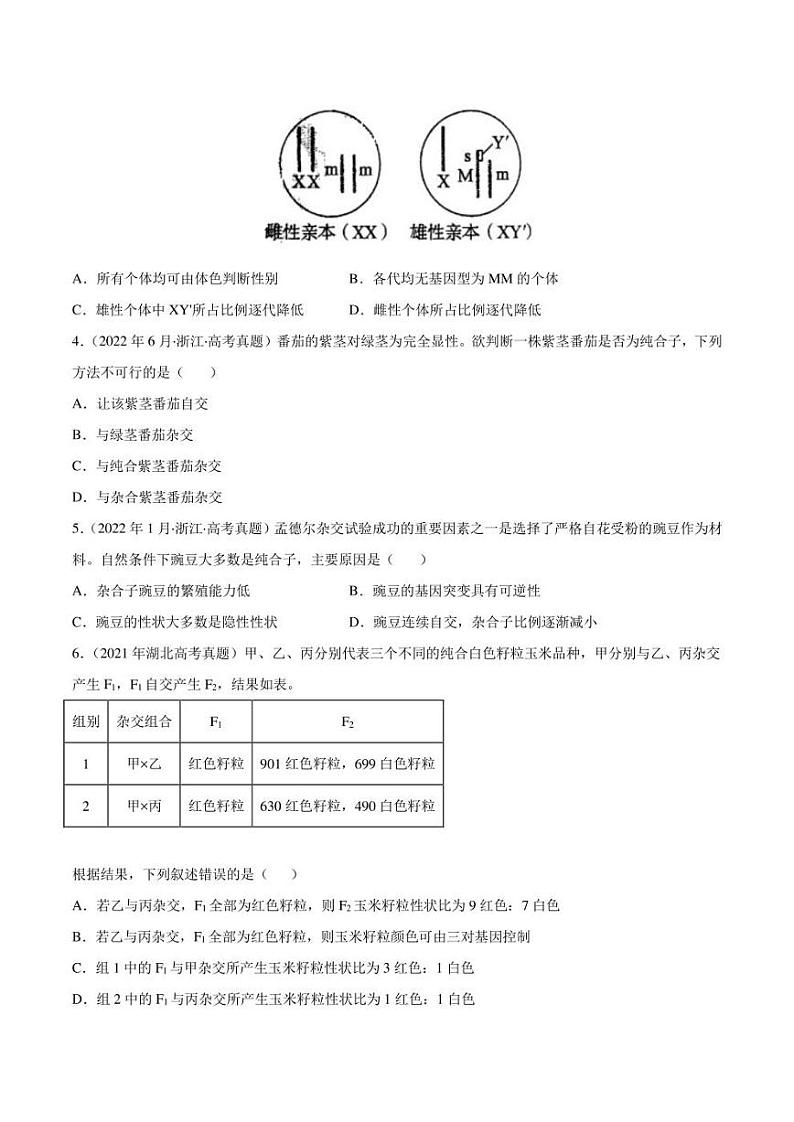 （2018-2022）五年高考生物真题分类汇编 专题06 基因的分离定律和自由组合定律（学生版+解析版）第2页