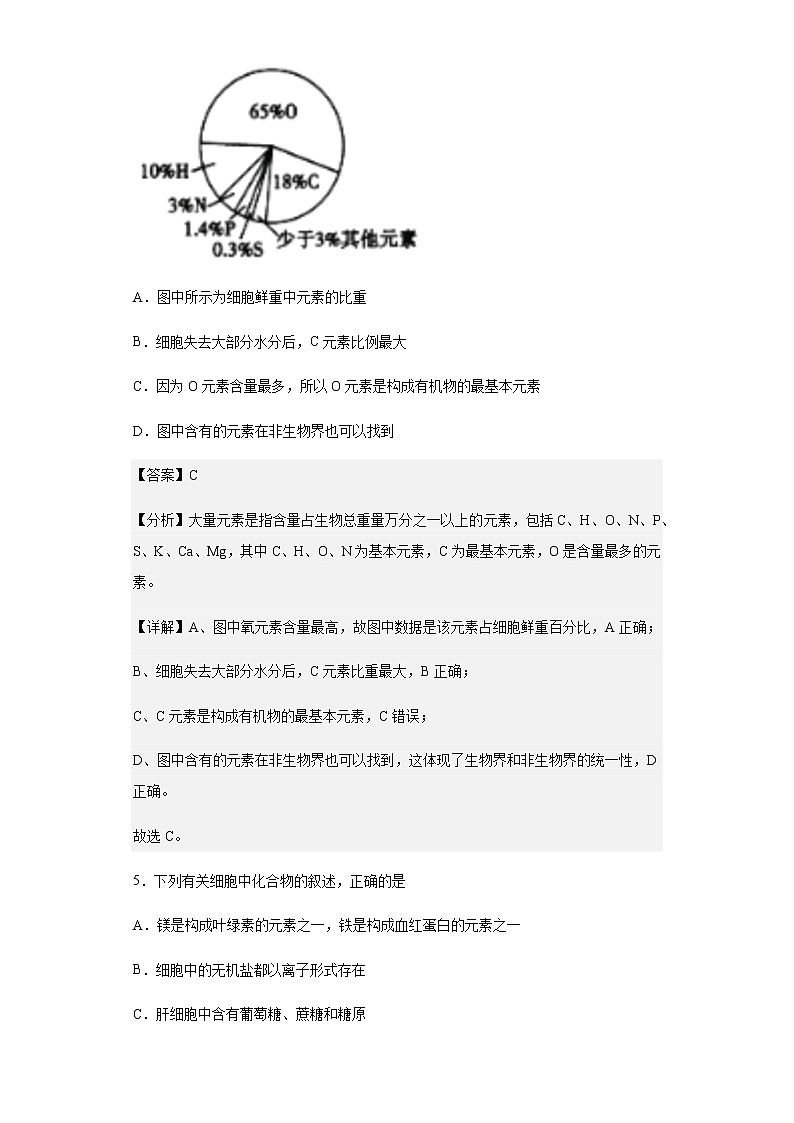 安徽省合肥市六中2019-2020学年高一上学期期末生物试题含解析第3页