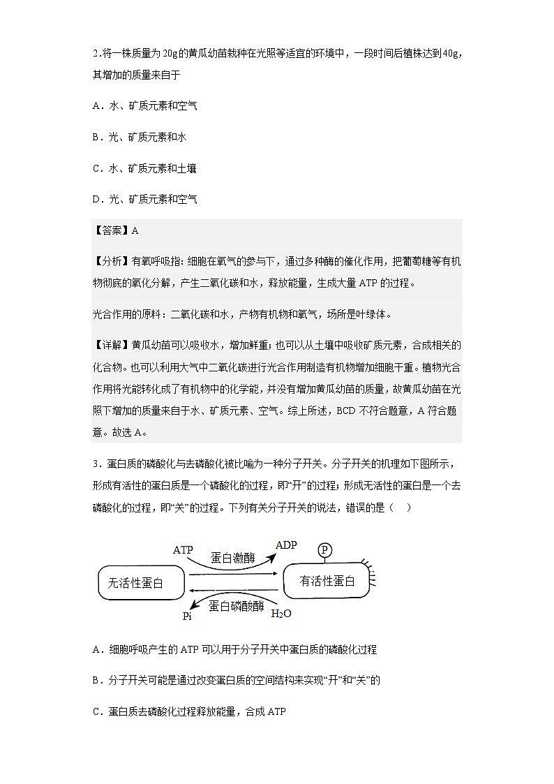 2021-2022学年重庆市十一中高一下学期半期考试生物试题含解析02