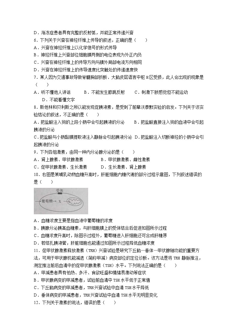 陕西省咸阳市武功县2022-2023学年高二生物上学期期中试题（Word版附答案）02