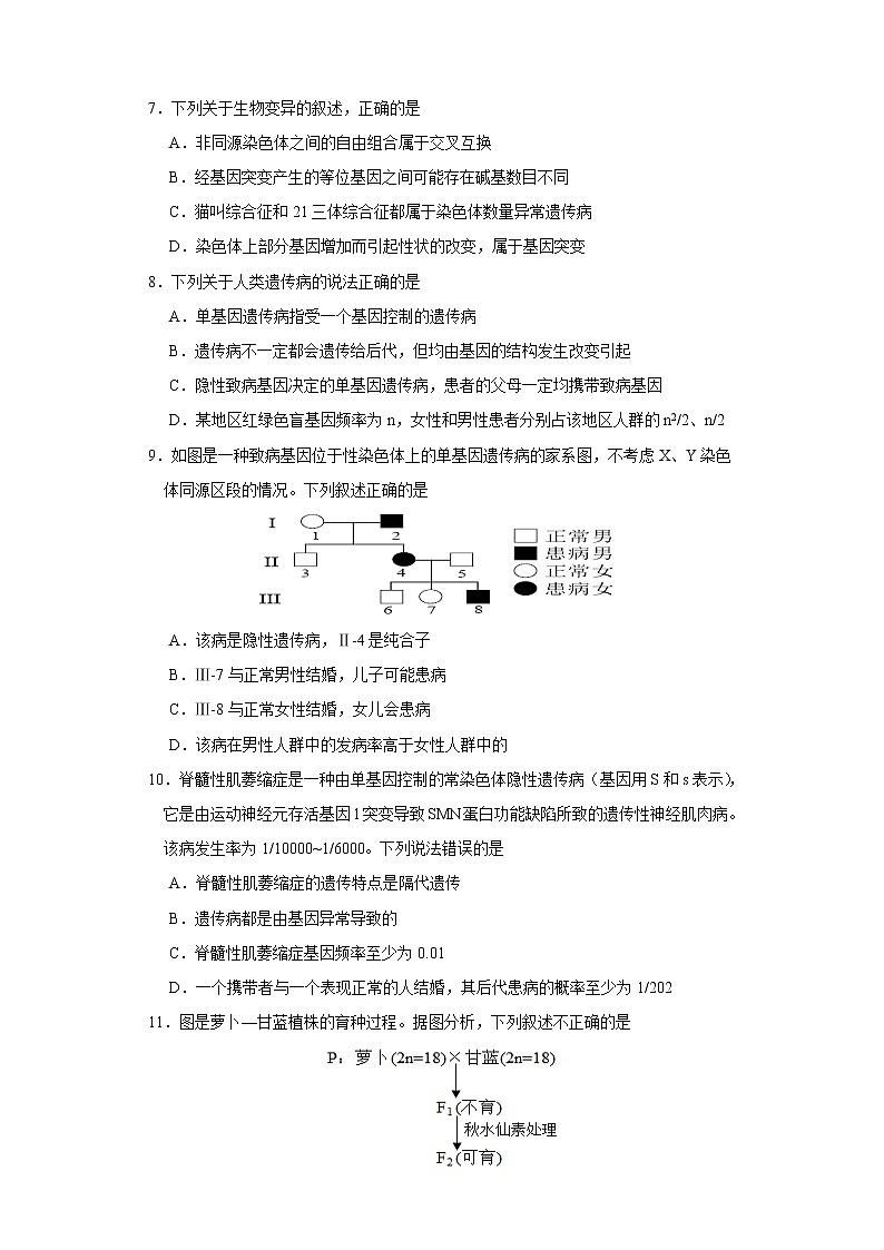 四川省眉山市仁寿一中2022-2023学年高二生物上学期期中考试试题（Word版附答案）03