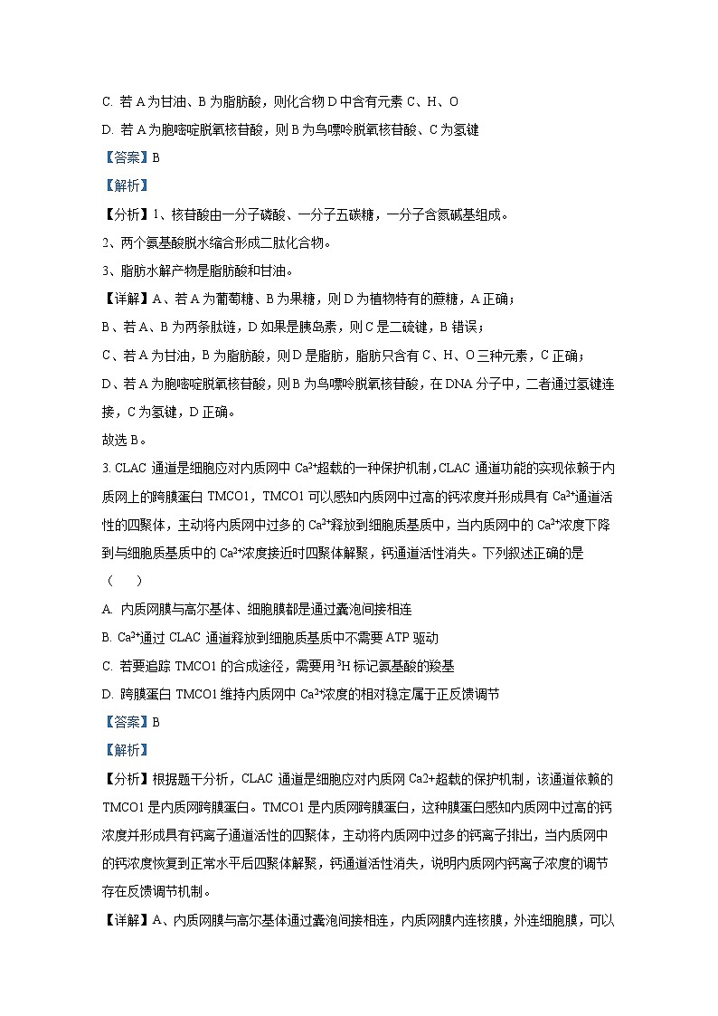 重庆市城口中学2022-2023学年高三生物上学期第二次月考试题（Word版附解析）第2页