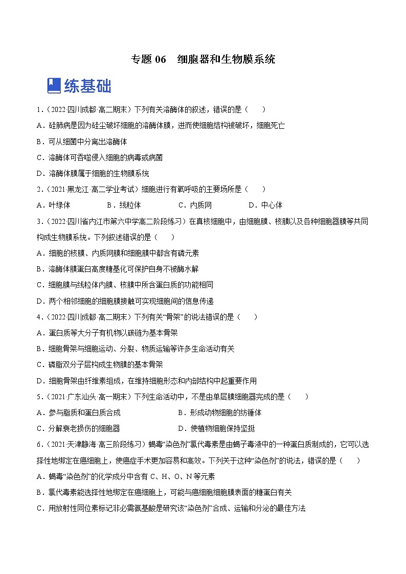 【备战2023高考】生物总复习——专题06《细胞器和生物膜系统》练习（新教材新高考）01