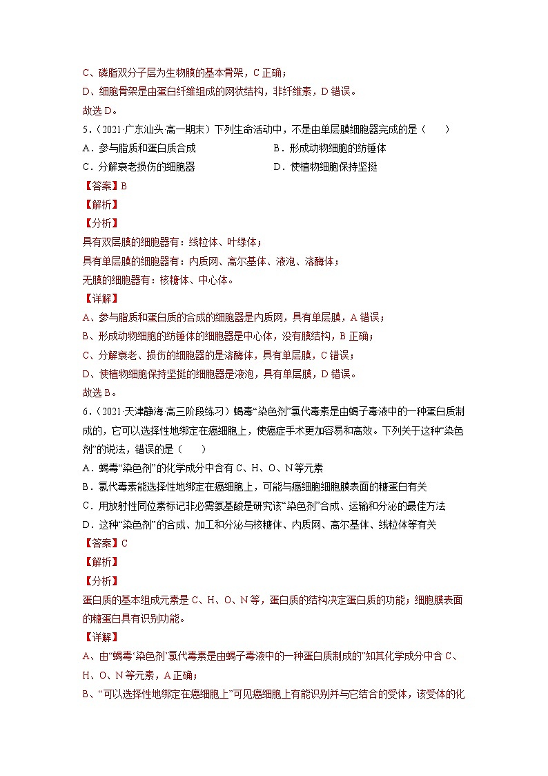 【备战2023高考】生物总复习——专题06《细胞器和生物膜系统》练习（新教材新高考）03