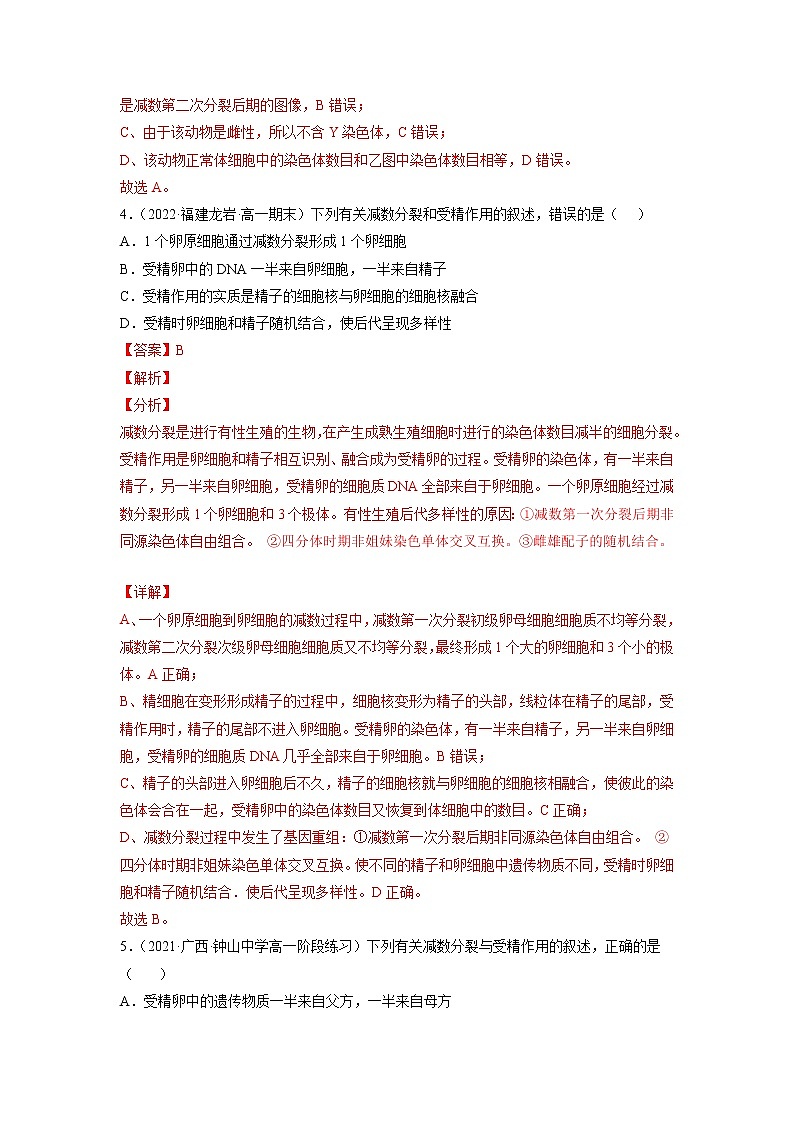【备战2023高考】生物总复习——专题12《减数分裂和受精作用》练习（新教材新高考）03