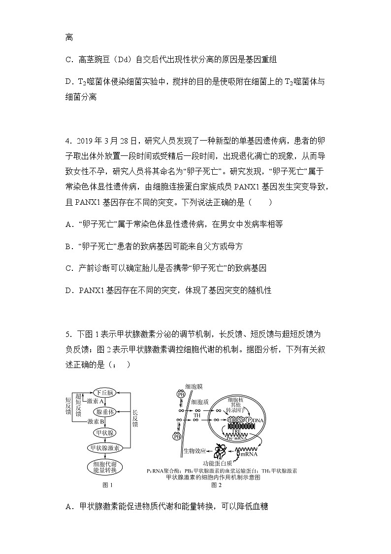 2022届山西大学附中高三下学期4月（总第五次）模块诊断理综生物试题含解析第2页