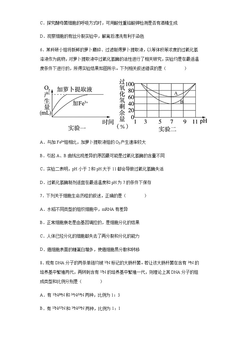 2021-2022学年河北省邢台市“五岳联盟”高三10月联考生物试题含解析03
