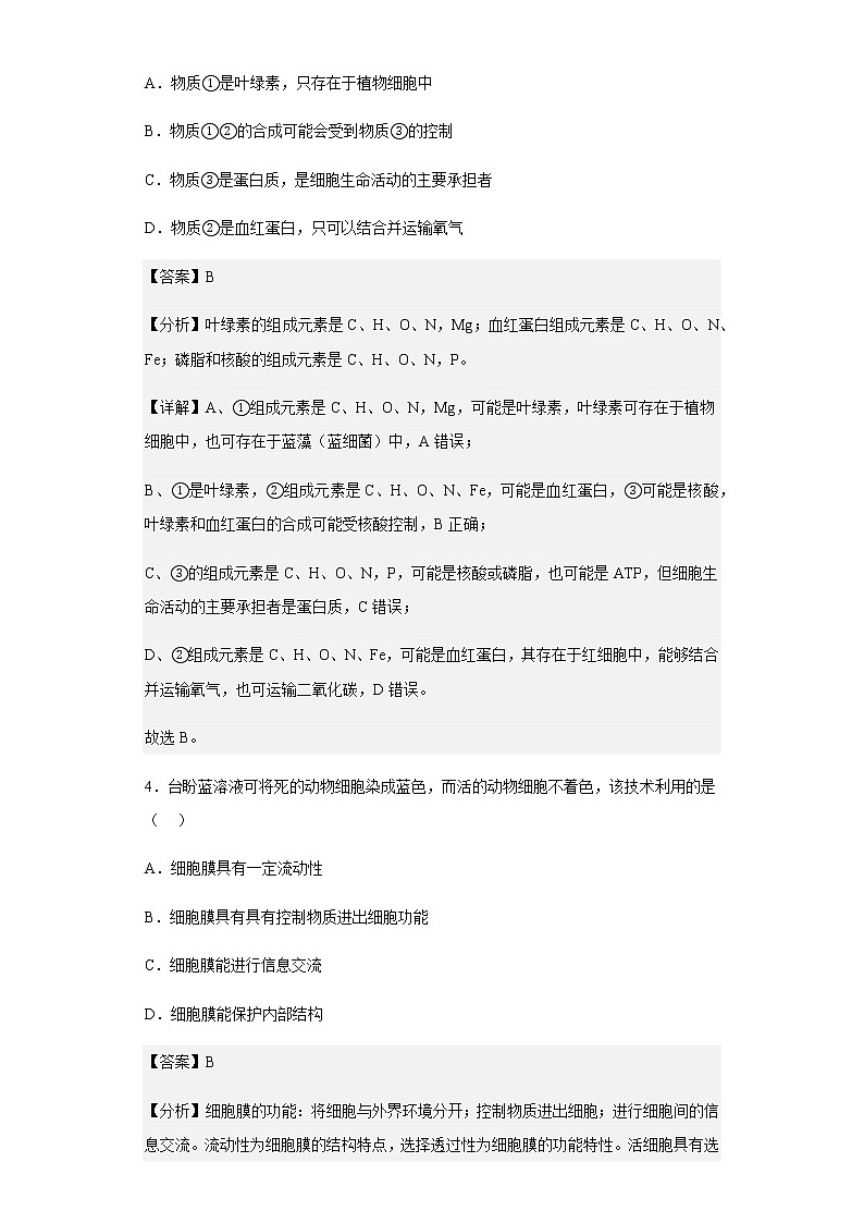 2022-2023学年上海交通大学附中高二上学期摸底考试生物试题含解析03