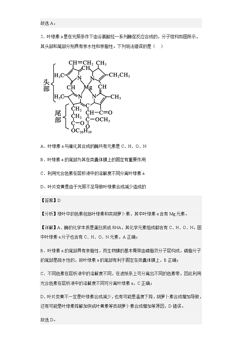 2022-2023学年山东省泰安市英雄山中学高三上学期第一次月考生物试题含解析02