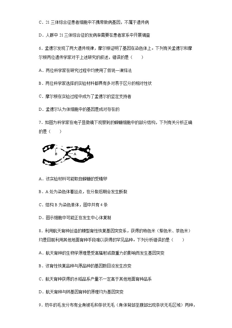 2021-2022学年河北省省级联测高三上学期第三次联考生物试题含解析03
