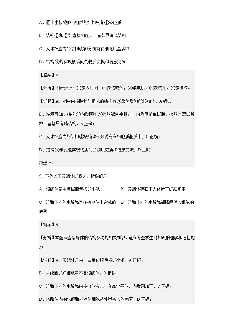 2019-2020学年陕西省安康市高三上学期第一次教学质量联考生物试题含解析03