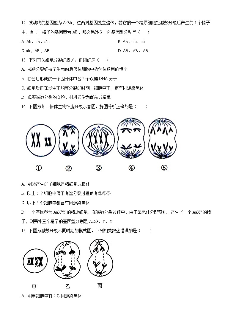 新疆维吾尔自治区喀什第二中学2022-2023学年高二上学期第一次月考生物试题无答案第3页