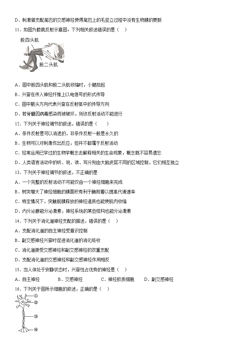2023维吾尔自治区和田地区和田县高二上学期11月期中生物试题含答案第3页
