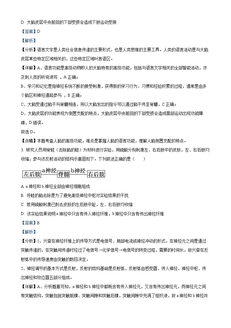 新疆维吾尔自治区喀什第六中学2022-2023学年高二上学期第一次月考生物试题含解析第2页