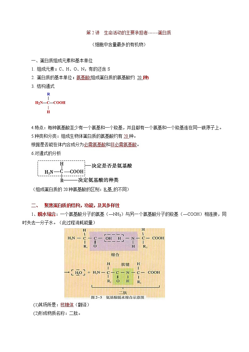 高中生物专题02 组成细胞的分子-2021年高考生物一轮复习知识点梳理与归纳第3页