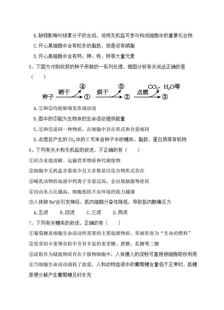 2023陕西省师大附中高一上学期期中考试生物试题含答案第2页