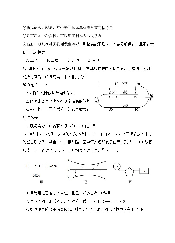 2023陕西省师大附中高一上学期期中考试生物试题含答案第3页